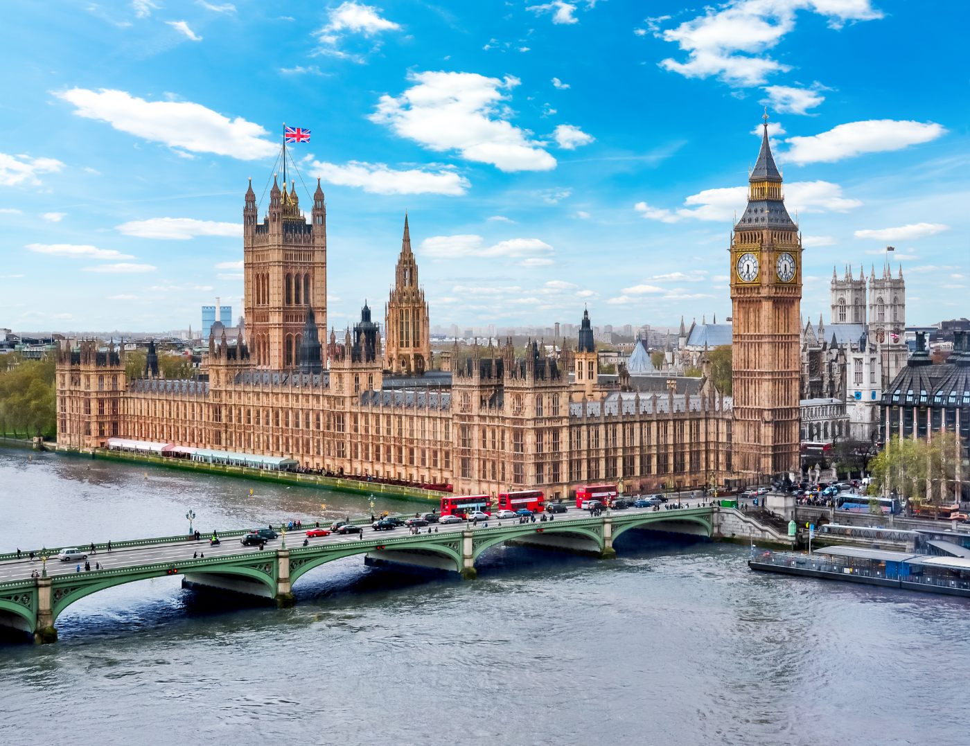 Parlamentsbygningene (Westminster Palace) og Big Ben i London, Storbritannia.
