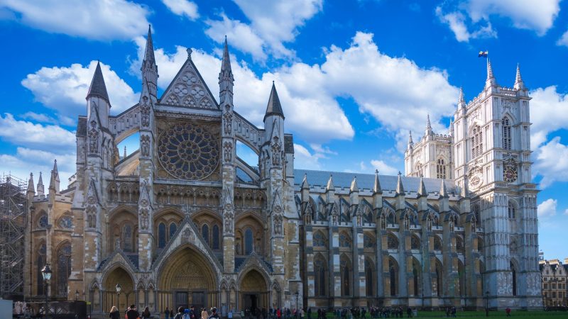 Antikt bilde av Westminster Abbey i London, Storbritannia.